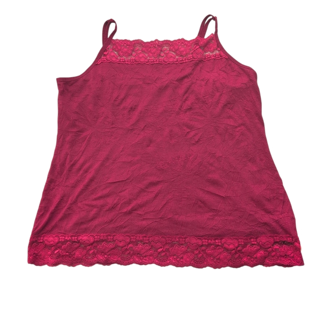 Maurices TankTop Womens 2 Red Cami Lace Fairy Crinkled Sparkle Indie Sleaze